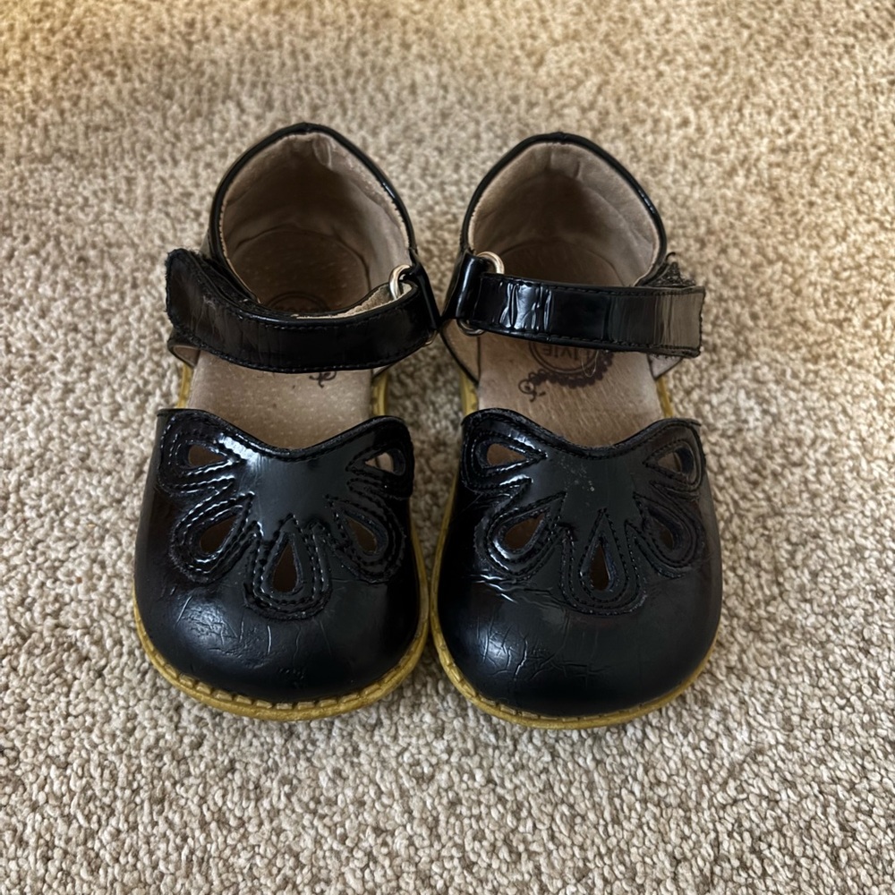 Black Kids Shoes with Cutout Design